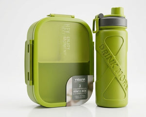 3 Compartments Bento Box & Water Bottle Set